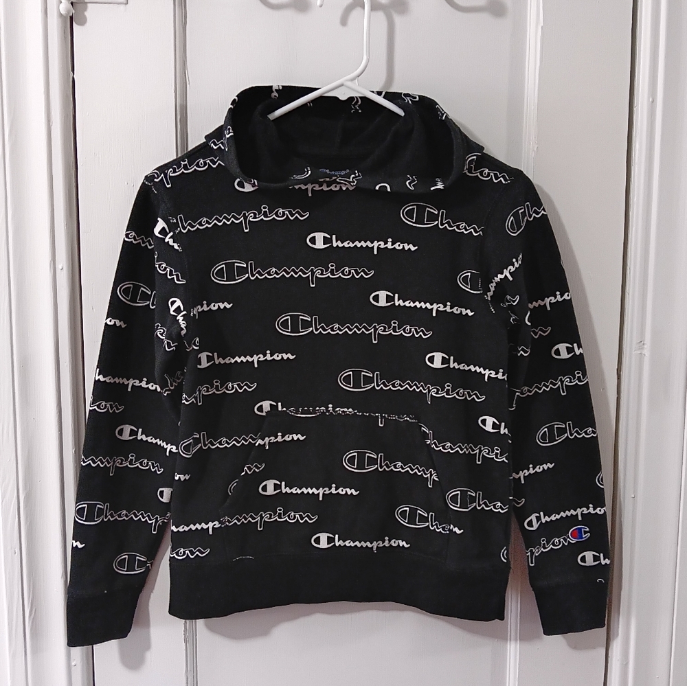 Champion Heritage Black Fleece Pull On Hoodie Boys Size Large